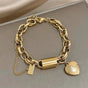 Thick bracelet with hearts | Gold | Handmade