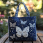 Silver Butterfly | Handmade Quilted Tote Bag