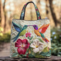 Hummingbird and White Flowers | Handmade Quilted Tote Bag