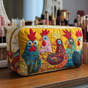 Chickens in the Meadow | Handmade Padded Make-Up Bag