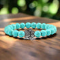 Natural stone bracelet with animal paw pendant – Elastic bead bracelet for men and women | Handmade