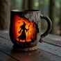 3D Mug – Witch and Cat Design | Handmade
