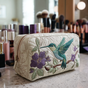 Hummingbirds and Flowers | Handmade Padded Make-Up Bag