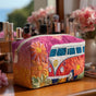 Retro Travel Pattern | Handmade Padded Make-Up Bag
