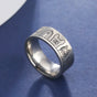 Wide stainless steel ring with dog motifs – Engraved design for women | Handmade