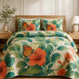 Vintage Monarch Butterfly & Hibiscus | Handmade Quilted Bedding Set LD14