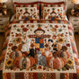 Cozy Autumn Cats & Scarecrow | Handmade Quilted Bedding Set LD31