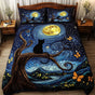 Starry Night Black Cat | Handmade Quilted Bedding Set LD37