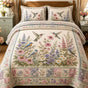 Vintage Hummingbird & Wildflower Floral | Handmade Quilted Bedding Set LD58
