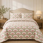 Vintage Botanical Floral Fan | Handmade Quilted Bedding Set LD67