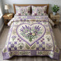 Lavender Floral Heart | Handmade Quilted Bedding Set LD72