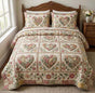Floral Heart Patchwork | Handmade Quilted Bedding Set LD85