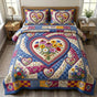 Floral Heart Patchwork | Handmade Quilted Bedding Set LD88