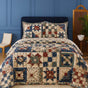 Navy Blue & Burgundy Patchwork | Handmade Quilted Bedding Set LD120