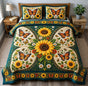 Sunflower & Monarch Butterfly | Handmade Quilted Bedding Set LD134