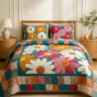 Retro Daisy Print | Handmade Quilted Bedding Set LD136