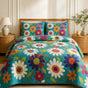 Bohemian Colourful Daisy Floral | Handmade Quilted Bedding Set LD140