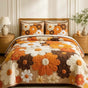Retro Orange & Brown Daisy | Handmade Quilted Bedding Set LD141