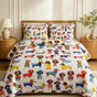 Colorful Illustrated Dachshund | Handmade Quilted Bedding Set LD150