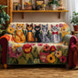Floral Cat Print Quilted Seat Sofa LD28