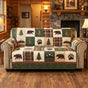 Bear, Paw & Mountain Plaid Quilted Seat Sofa LD56