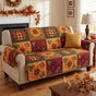 Fall Harvest Pumpkin & Sunflower Quilted Seat Sofa LD72