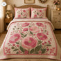 Vintage Floral Pink Poppy | Handmade Quilted Bedding Set LV80