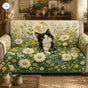 Cute Tuxedo Cat Floral Quilted Seat Sofa LV22