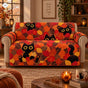Black Cat Autumn Leaves Quilted Seat Sofa LV119