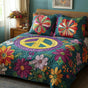 Vintage Hippie Peace Sign | Handmade Quilted Bedding Set QV91