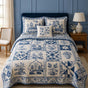 Blue & White Chinoiserie Patchwork | Handmade Quilted Bedding Set QV92