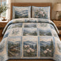 Vintage Mountain Landscape | Handmade Quilted Bedding Set QV98