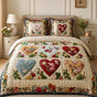 Vintage Floral Heart Patchwork | Handmade Quilted Bedding Set QV103