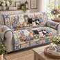 Cottage Cat & Flower Garden Quilted Seat Sofa QV74
