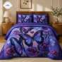 Purple Butterfly Floral | Handmade Quilted Bedding Set TG39