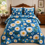 Vintage Blue Daisy & Butterfly | Handmade Quilted Bedding Set TG86