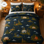 Night Forest & Vintage Camper | Handmade Quilted Bedding Set TN84