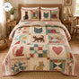 Cozy Vintage Cat Patchwork | Handmade Quilted Bedding Set TP50