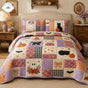 Cute Halloween Ghost & Black Cat | Handmade Quilted Bedding Set TP60