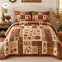 Autumn Maple Leaves & Pumpkin Patchwork | Handmade Quilted Bedding Set TP77
