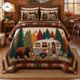 Fall Forest Pine Trees & Trailer | Handmade Quilted Bedding Set TP111
