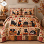 Black Cats Autumn Leaves | Handmade Quilted Bedding Set TP112