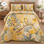 Cozy Yellow Cockatiel & Floral | Handmade Quilted Bedding Set TP113