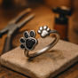 Adjustable and Creative Ring with Cute Paw Print Design | Handmade