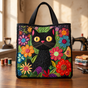 Enchanted Black Cat | Handmade Quilted Tote Bag