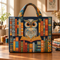 Owl and Vintage Books | Handmade Quilted Tote Bag