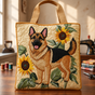 German Shepherd Floral | Handmade Quilted Tote Bag