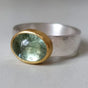 Green ring with rounded stone, vintage | Handmade