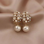 Elegant flower earrings with pearls | Handmade