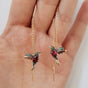 Enamel and Zirconia Hummingbird-Shaped Earrings | Handmade